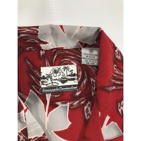 Pineapples Connection Hawaii Red Leaf Hawaiian Shirt Mens Medium - Picture 4 of 7